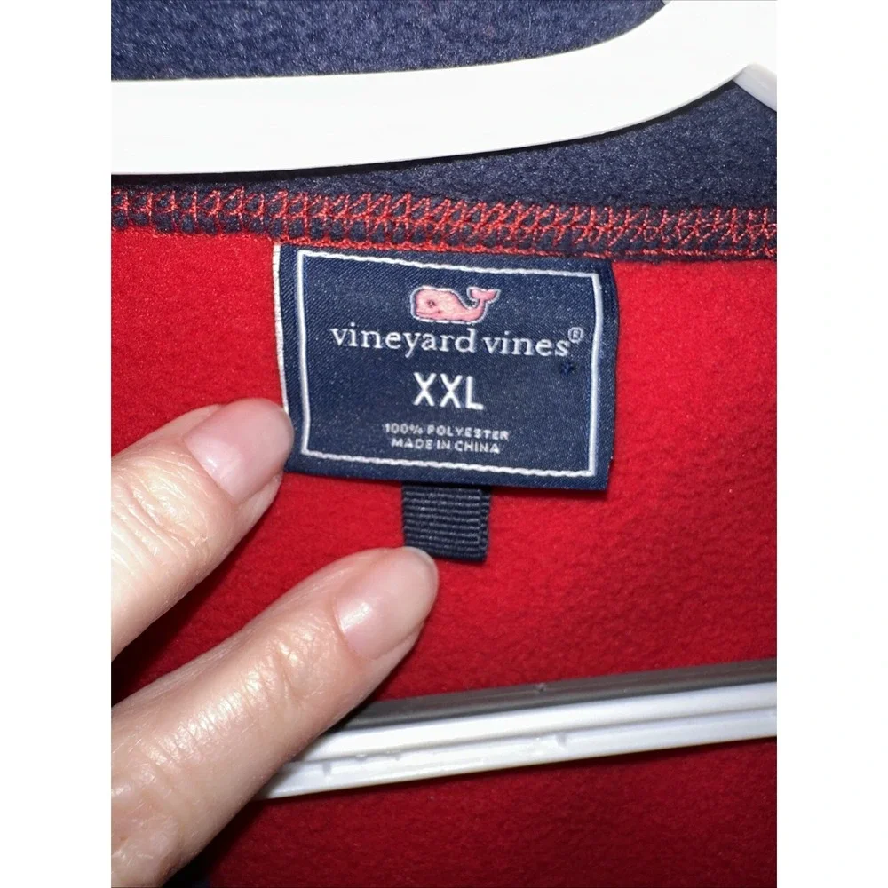 Vineyard Vines Full Zip Fleece Jacket Men's Red With Navy Blue Size XXL - Picture 9 of 11